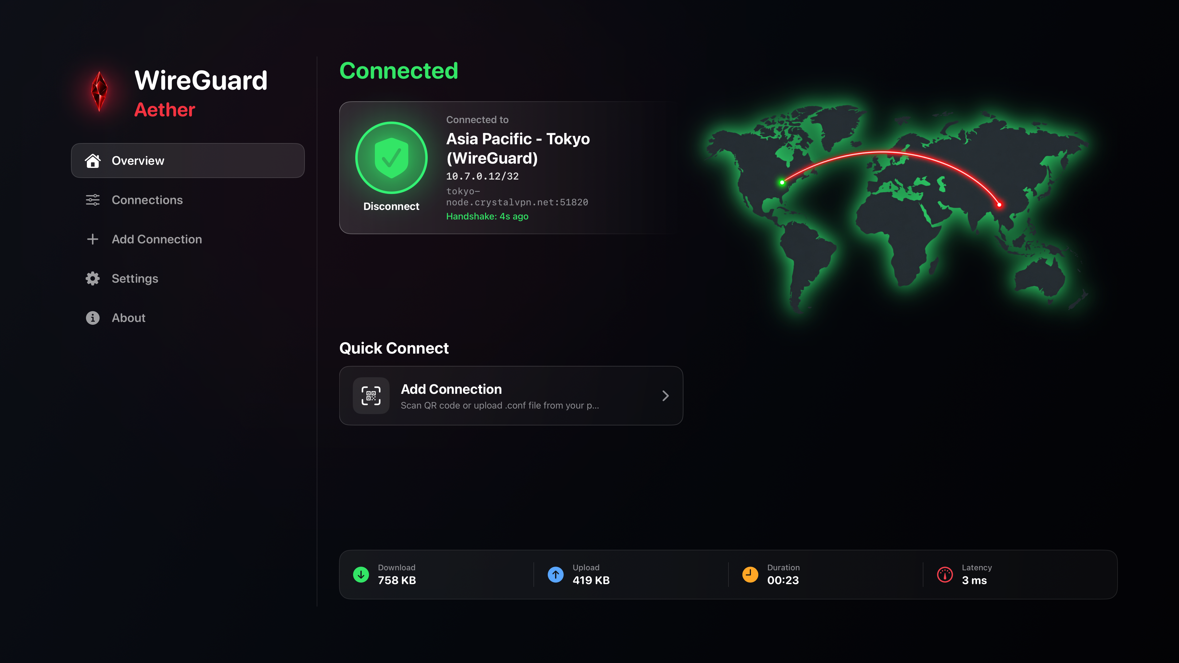 WireGuard Aether tvOS Home Dashboard